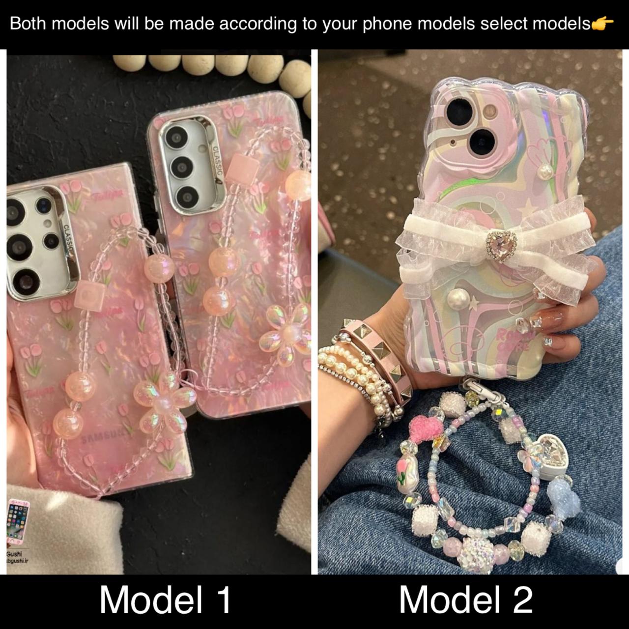 soft silicone pack of 2 phone cases (charms pink)