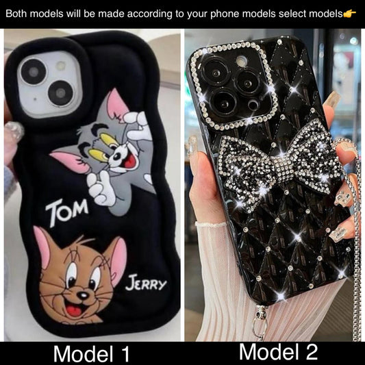 soft silicone pack of 2 phone cases ( tom and jerry plus heart)