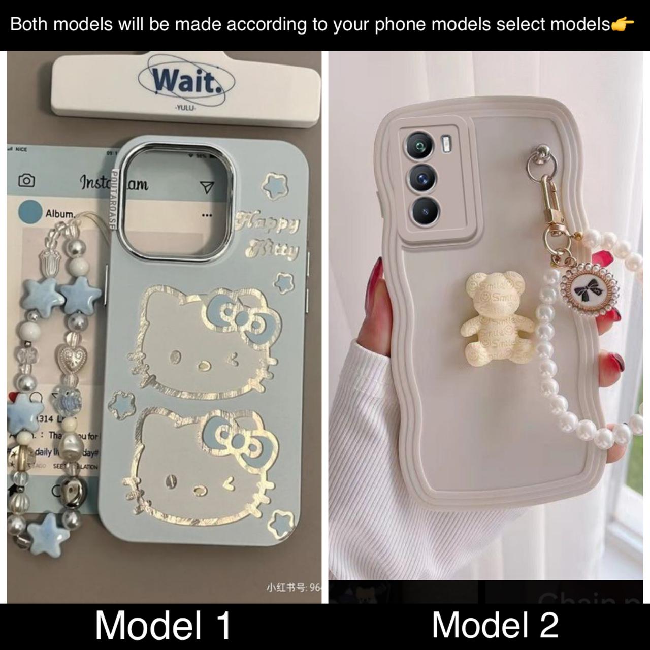 soft silicone pack of 2 phone cases ( hello kitty + teddy)