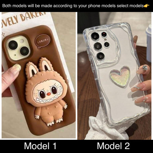 soft silicone pack of 2 phone cases (heart+doll)
