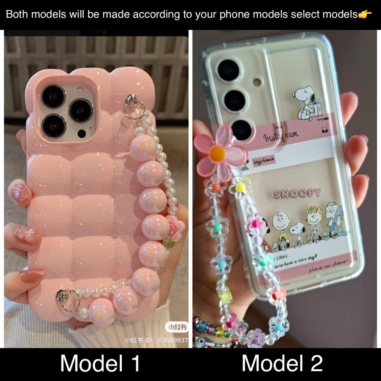 soft silicone pack of 2 phone cases (bubble+doggo charm)