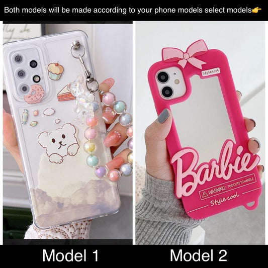 soft silicone pack of 2 phone cases (barbie+ charm)