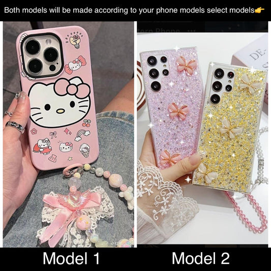soft silicone pack of 2 phone cases (hello kitty+swarvoski)