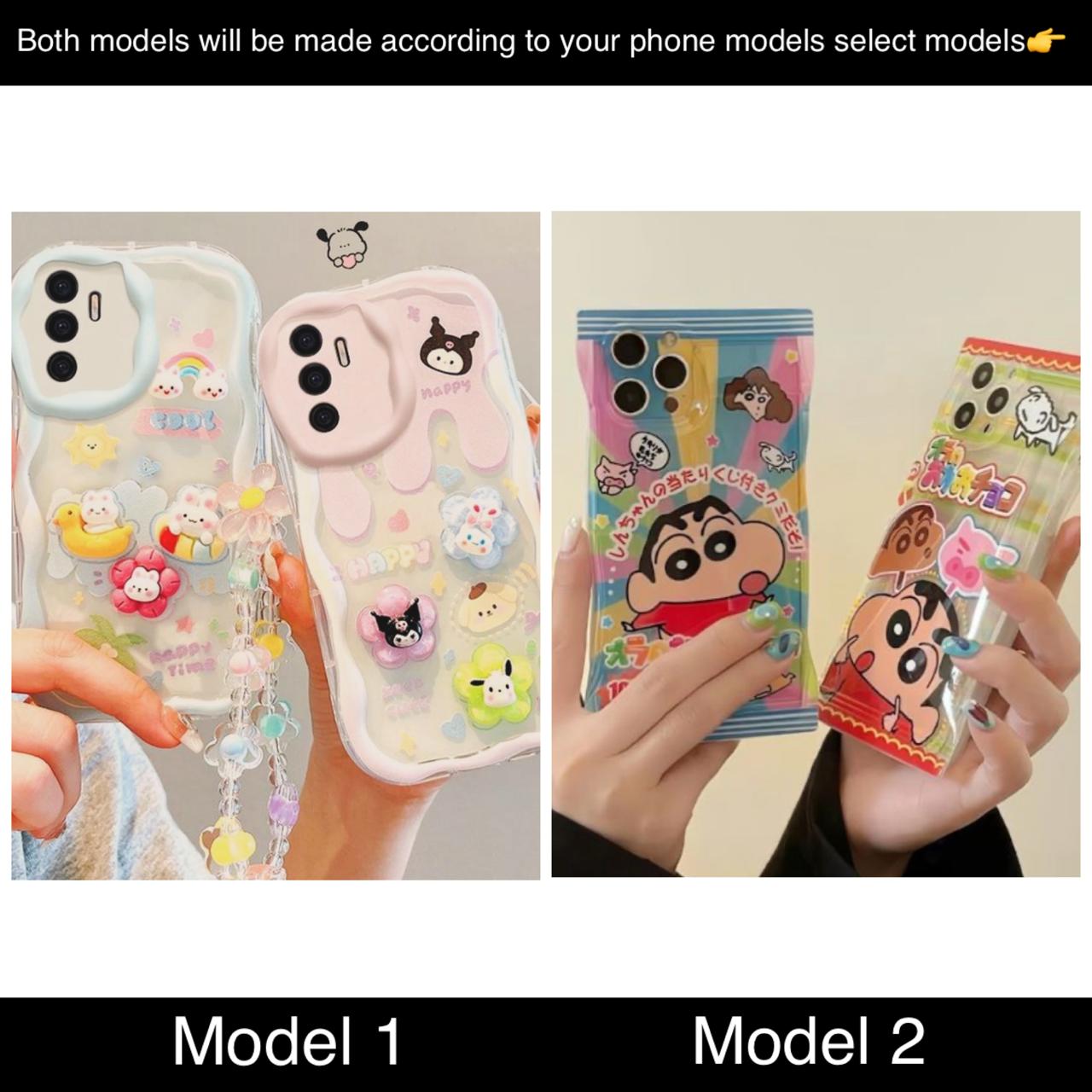 soft silicone pack of 2 phone cases (shinchan+bobo)