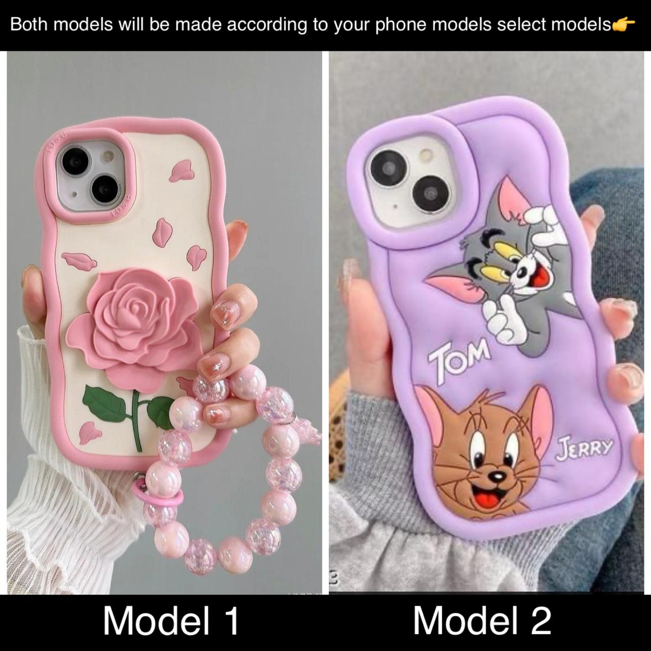 soft silicone pack of 2 phone cases (jerry+ rose)